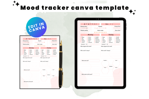 Customizable Mood Tracker KDP Interior for Self-Awareness Journals