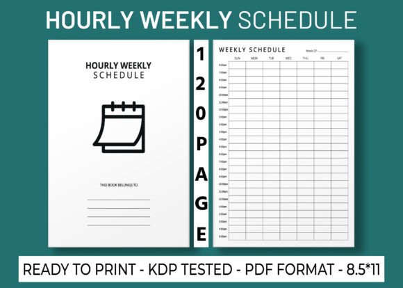 Hourly Weekly Schedule KDP Interiors for Modern Publishers