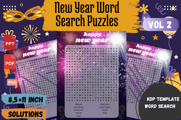 New Year Word Search Puzzles Graphic 2: A Ready-to-Publish Resource for Smart Creators